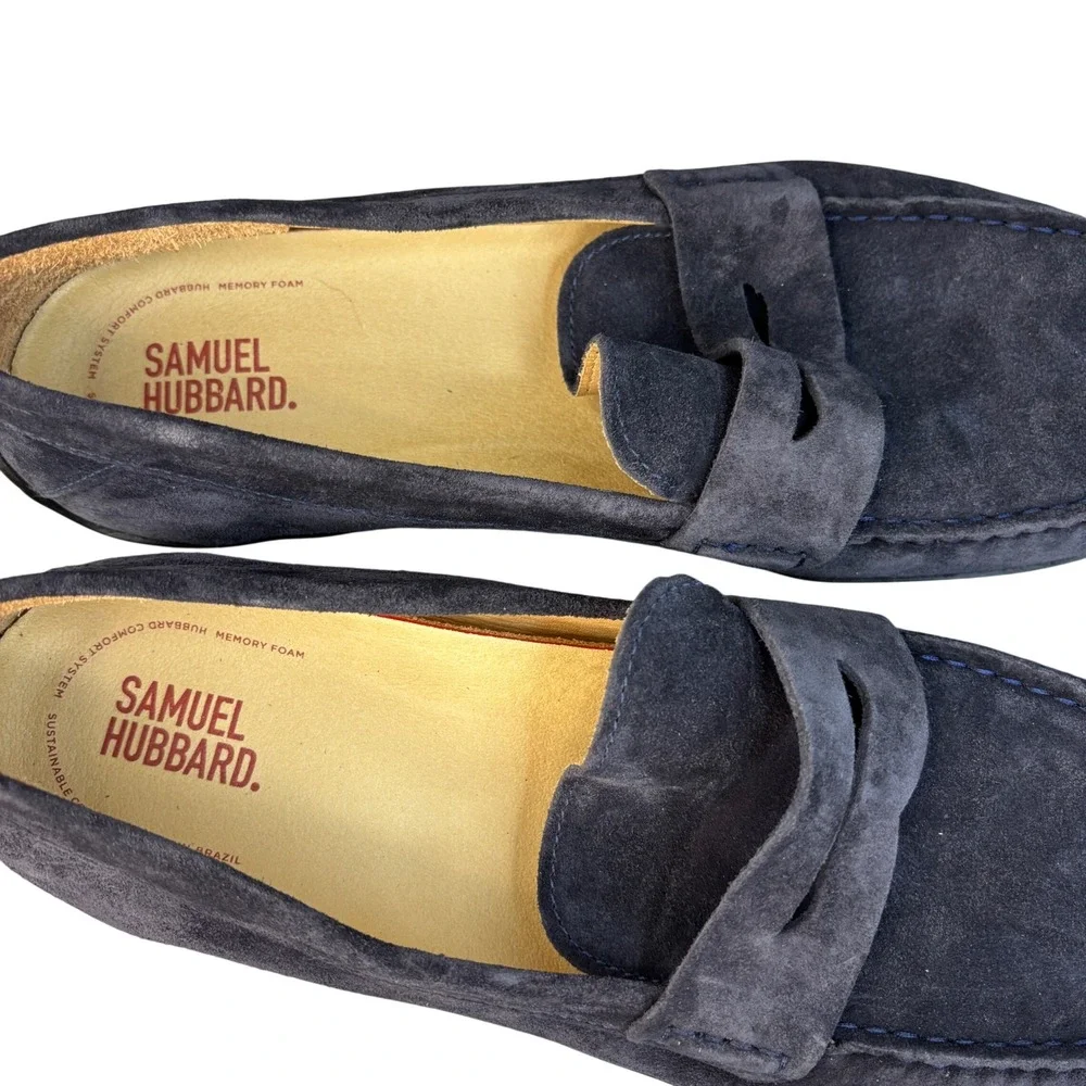 Samuel Hubbard Men's US 10 M Navy Suede Leather Comfort Driving Loafers